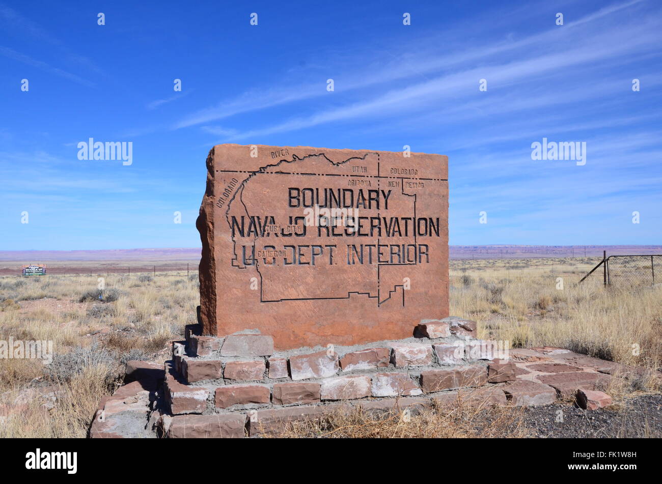 Navajo Reservierung Grenze melden Sie Arizona blauer Himmel sonniger Tag Stockfoto