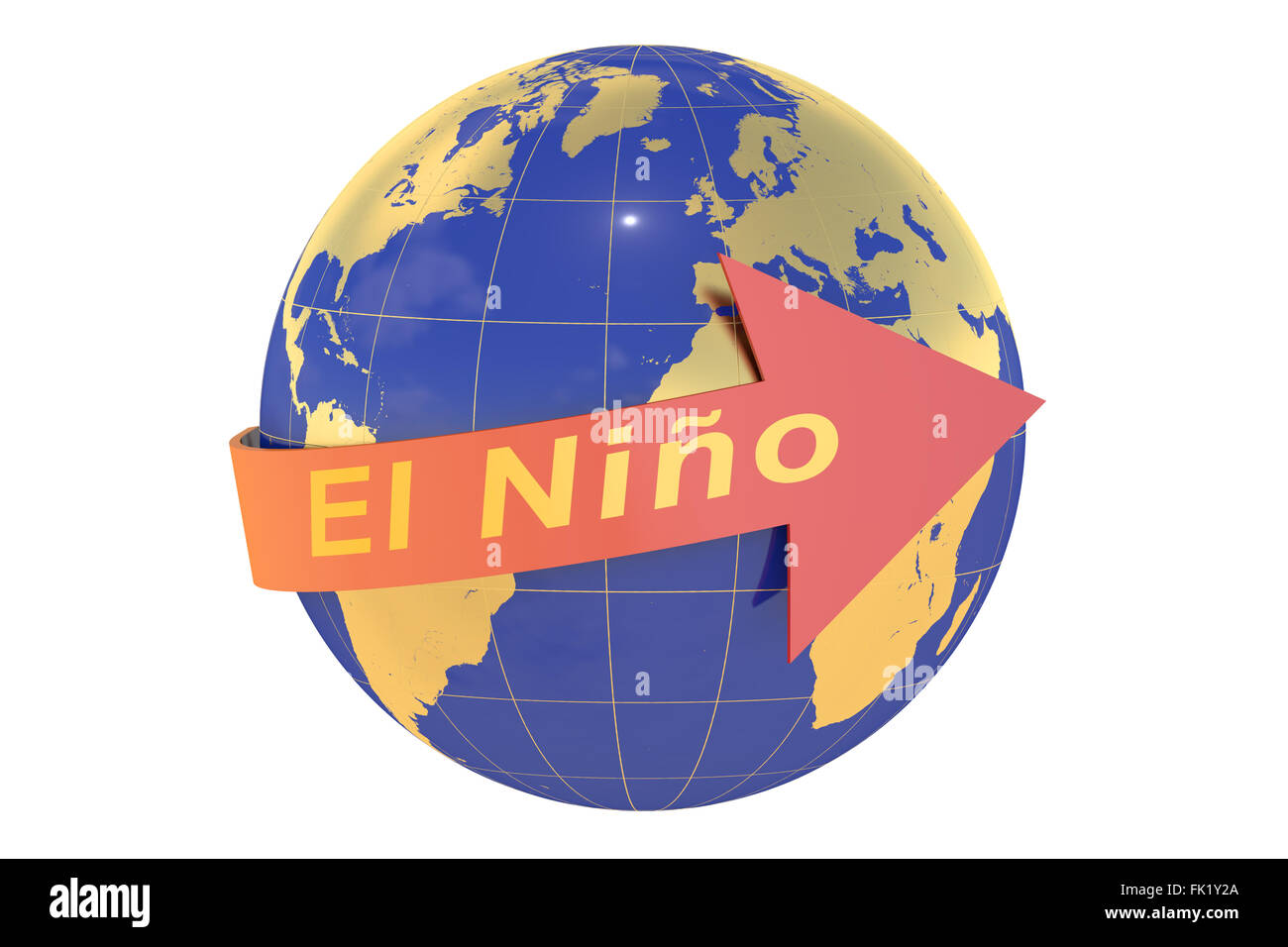 El Nino-Konzept isoliert auf weißem Hintergrund Stockfoto
