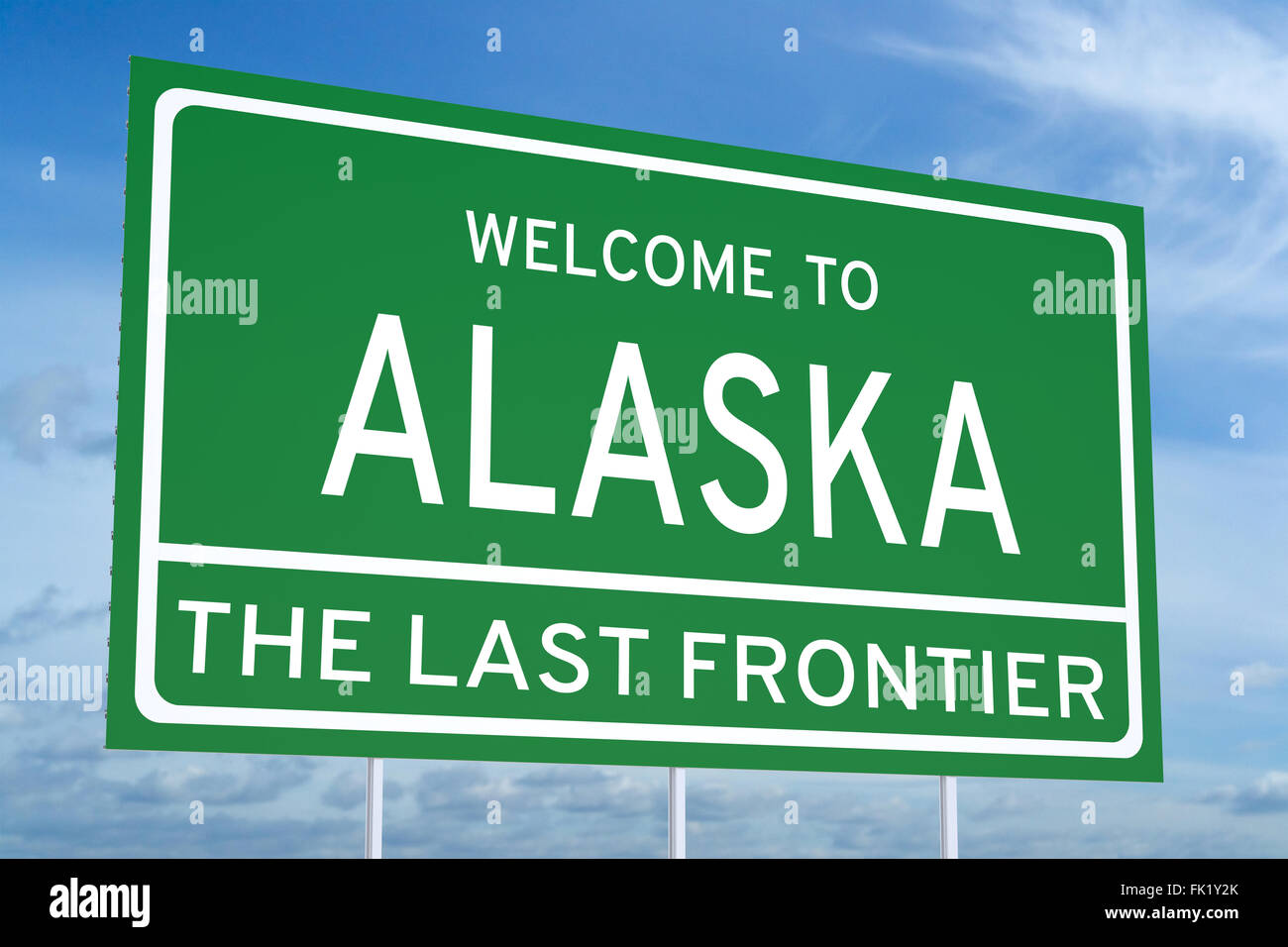 Willkommen Sie bei Alaska State Konzept auf Verkehrszeichen Stockfoto