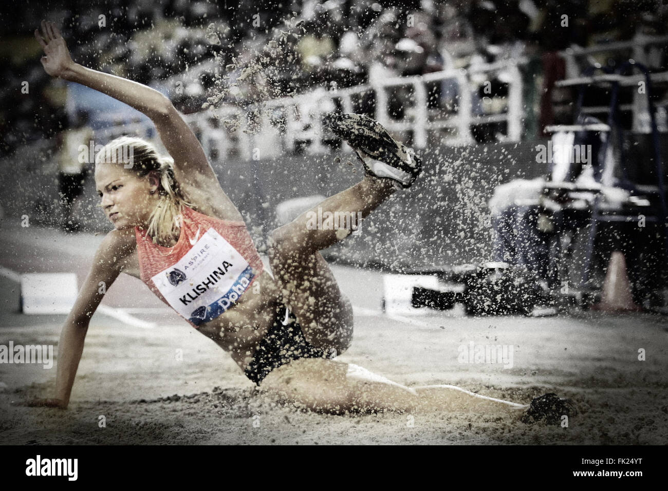 Darya Klishina (RUS) Frauen Weitsprung bei der IAAF Diamond League Serie Doha 2015 Stockfoto