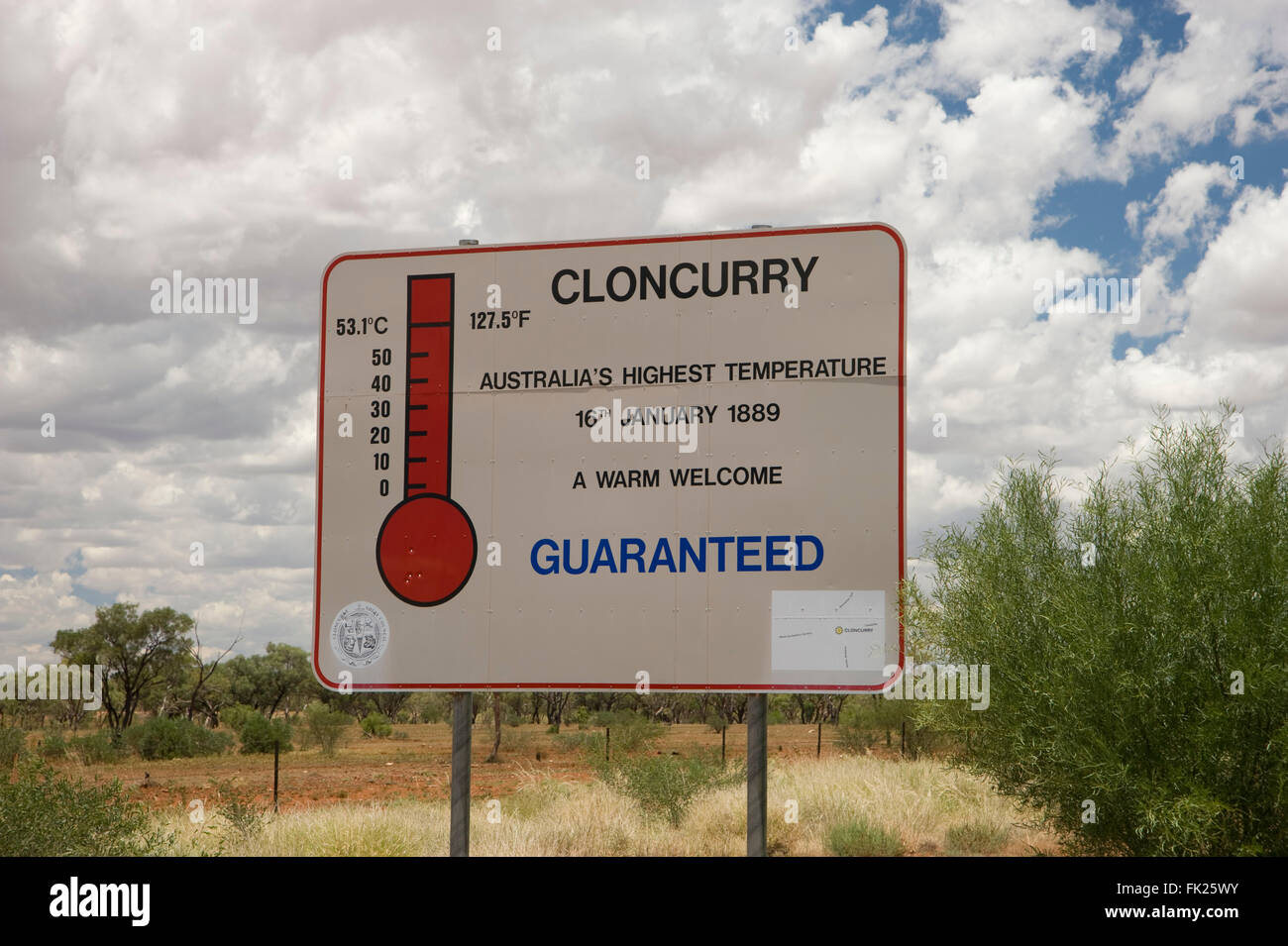 Cloncurry.  Die heißeste Stadt mit herzlich. Stockfoto