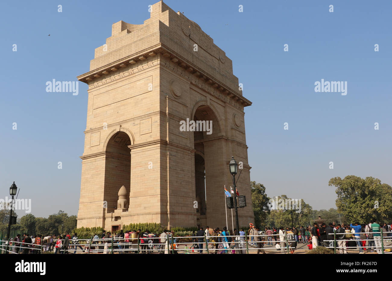 India Gate, eines der Wahrzeichen in New Delhi, Indien. Es ist ursprünglich das All India War Memorial für die 70.000 tot genannt Stockfoto