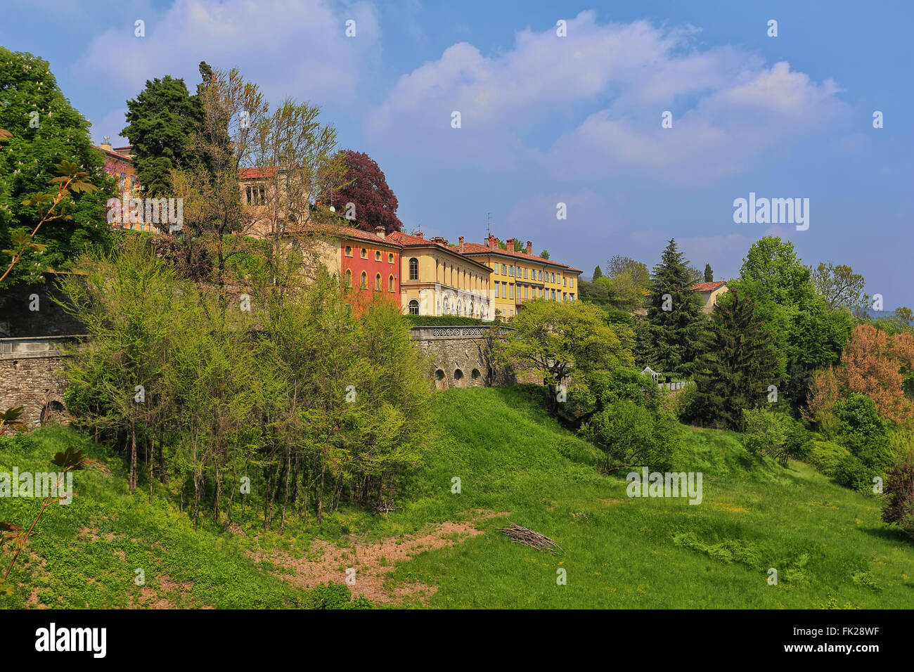 Blick vom Hügel San Vigilio in Bergamo. Lombardei, Italien Stockfoto