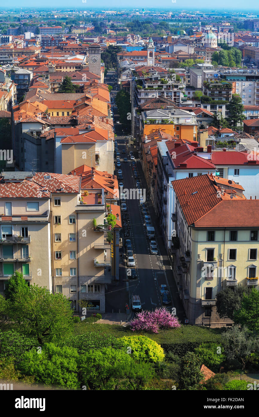 Blick vom Hügel San Vigilio in Bergamo. Lombardei, Italien Stockfoto