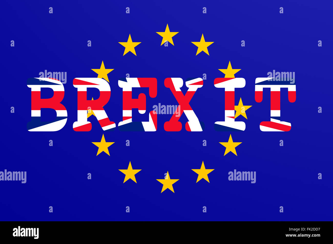 Brexit: Flagge von dem Vereinigten Königreich und der Europäischen Union möglich, Beenden von Großbritannien aus der EU zu veranschaulichen Stockfoto