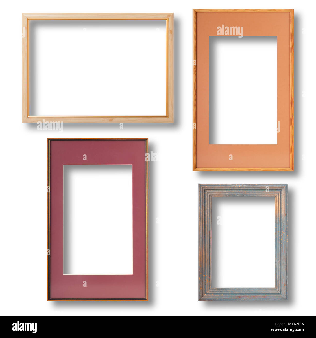 Vintage Holzrahmen isoliert auf weißem Hintergrund Closeup, mock-up. Satz. Stockfoto