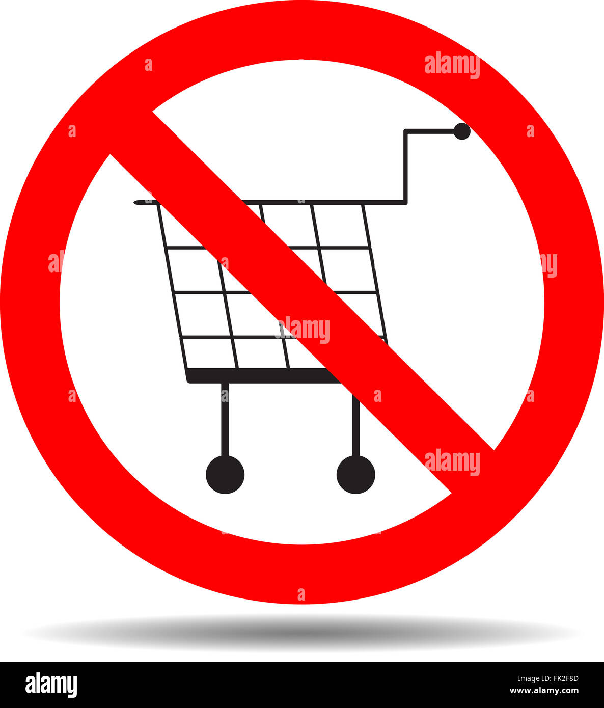 Ban Trollley Symbol. Straßenbahn-Verbot, shopping Trolley Verbot, shopping Cart Verbot, Einkaufs- und Verbot Trolley Icon, kein Wagen, forbidd Stockfoto