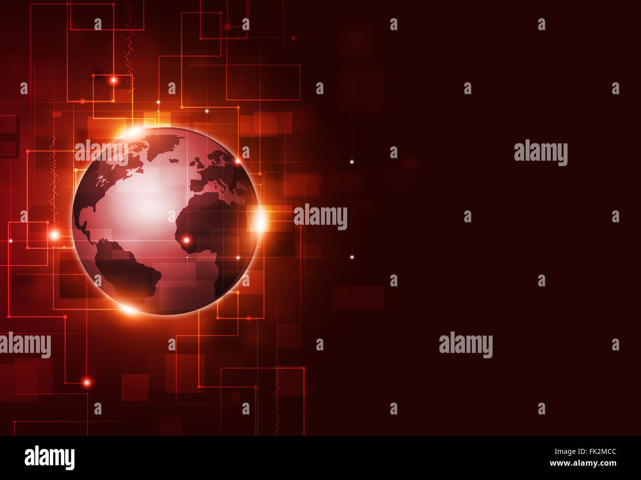abstrakte Verbindungen Technologie und Business Kommunikation roten Hintergrund Stockfoto