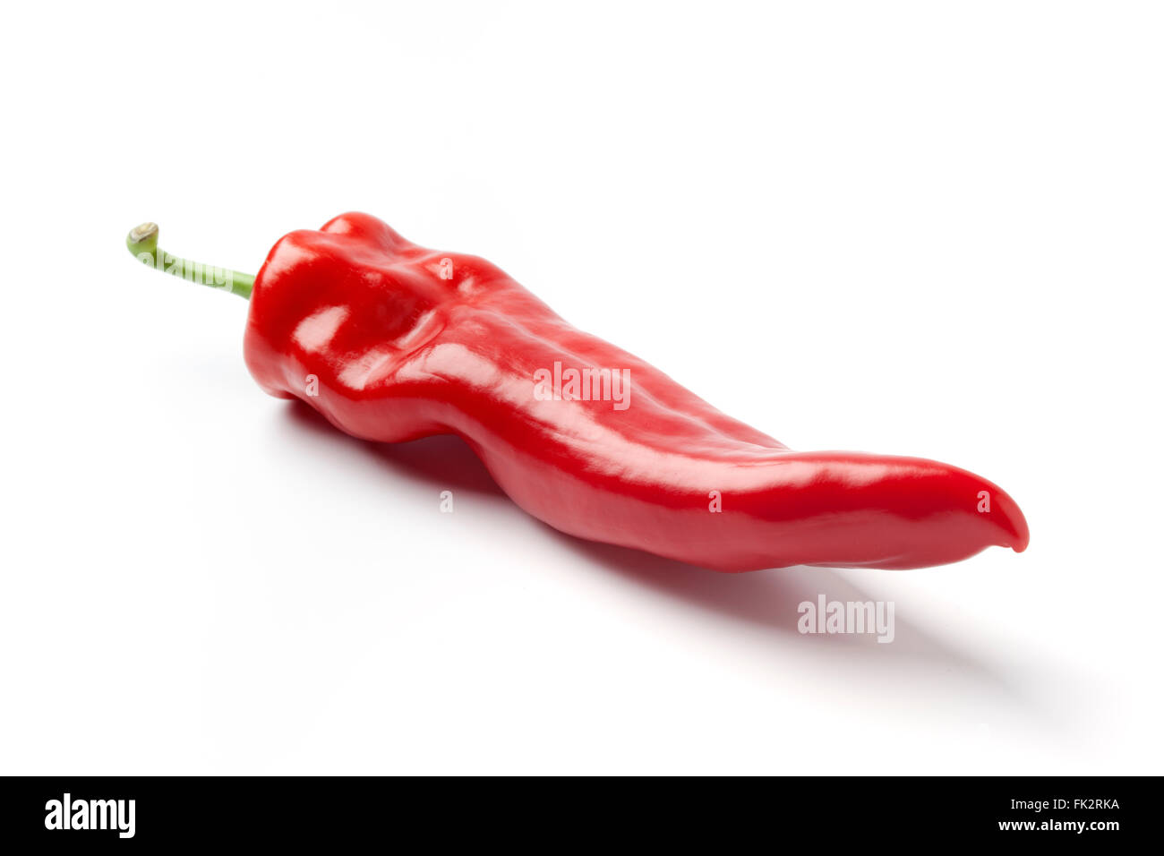 Einzelne frische italienische süße Paprika auf weißem Hintergrund Stockfoto