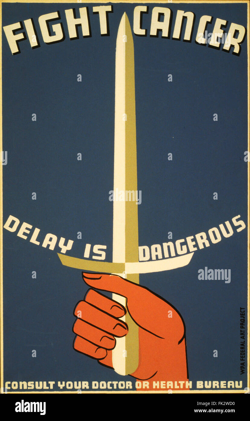 Kampf gegen Sie Krebs Plakat erstellt von WPA, 1941-1943. Bibliothek des Kongresses. (Richard B. Levine) Stockfoto