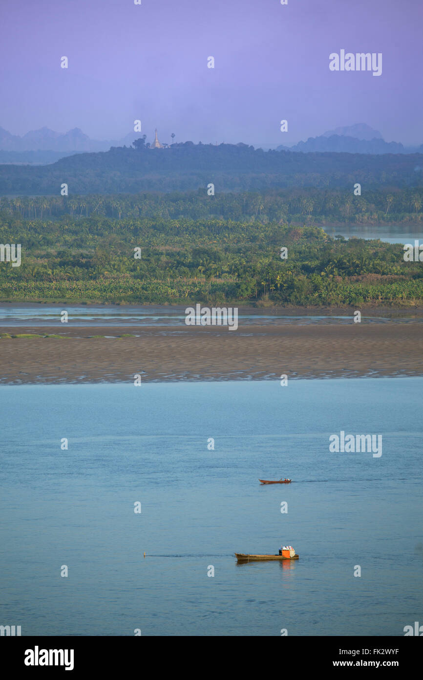 Asien, Südostasien, Myanmar, Mawlamyine, Blick über den Fluss Thanlwin (Salween) Stockfoto