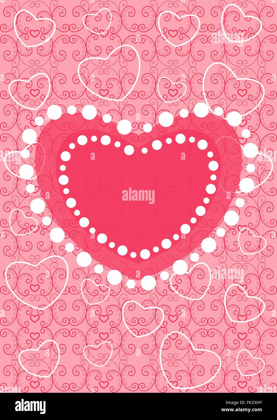 Happy Valentinstag Karten mit Ornamenten, Herzen Stock Vektor
