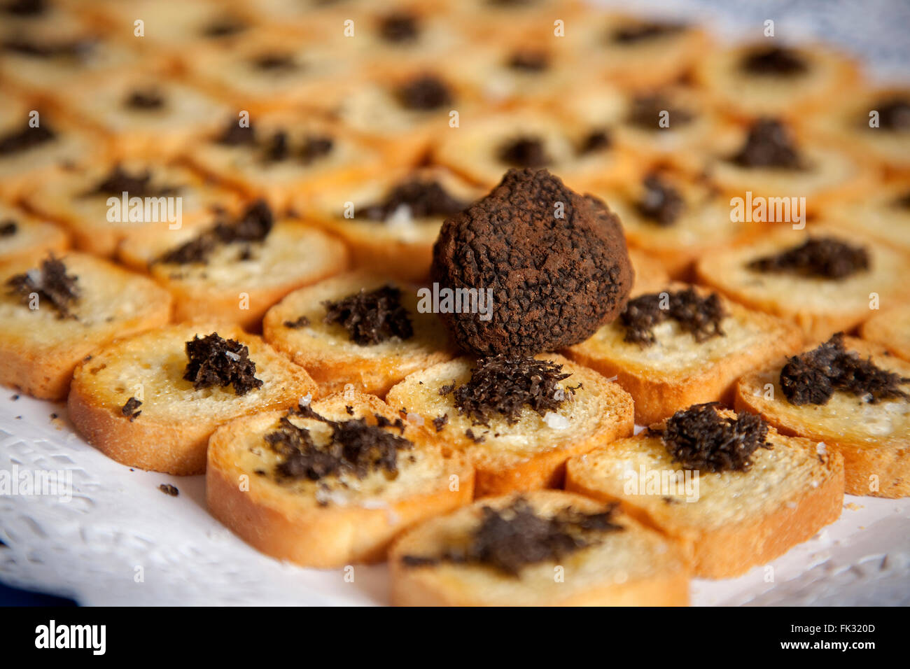 Trüffel-Vorspeise. Navarra. Spanien Stockfoto