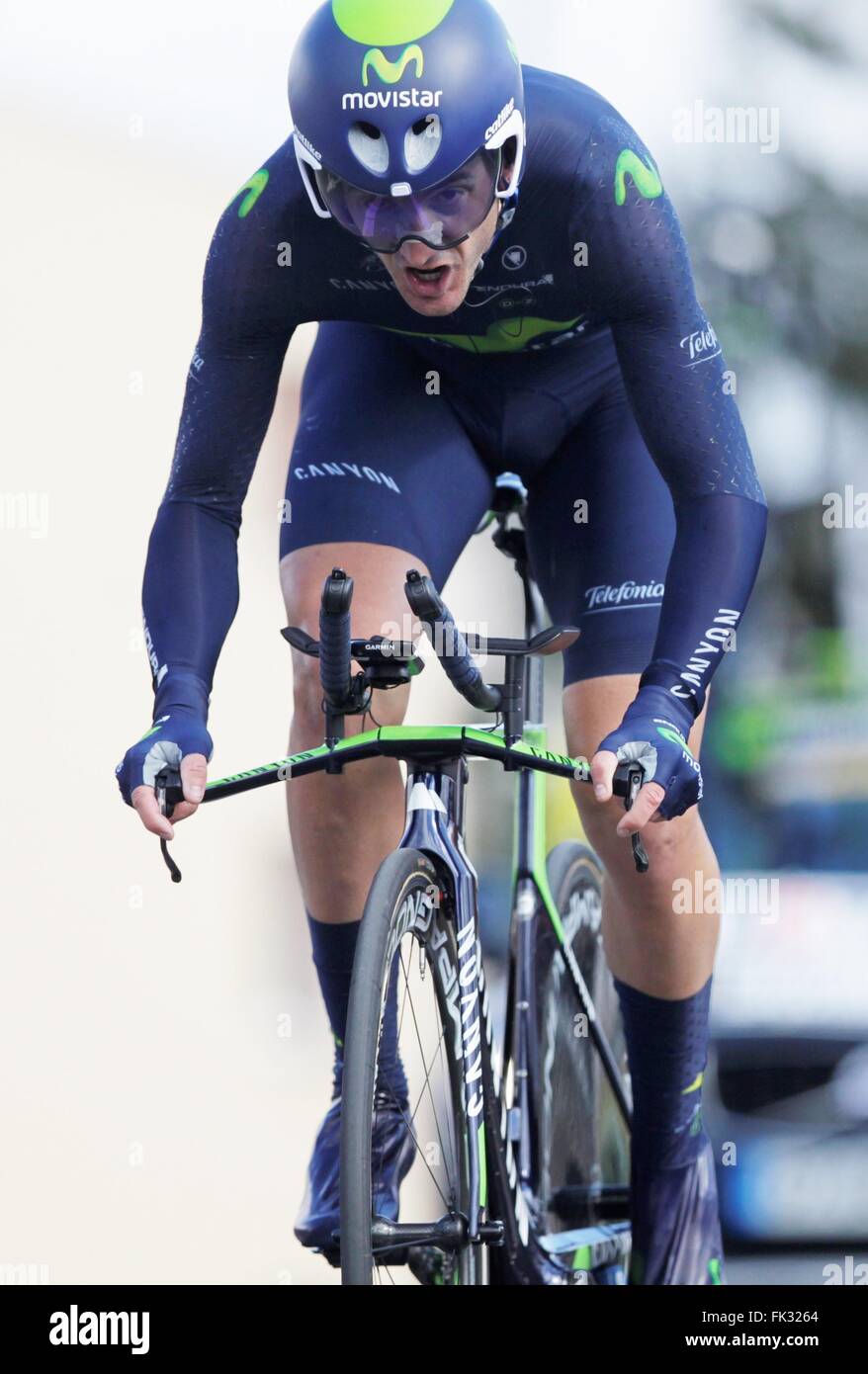 Conflans-Sainte-Honorine, Frankreich. 6. März 2016. Gorka Izaguirre (Team Movistar) während des Prologs von Paris - Nizza 6. März 2016 in Conflans-Sainte-Honorine, Frankreich © Laurent Lairys/Agence Locevaphotos/Alamy Live Stockfoto