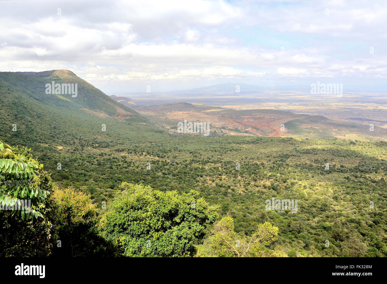 Rift Valley Panorama gesehen vom Hochland, Kenia Stockfoto