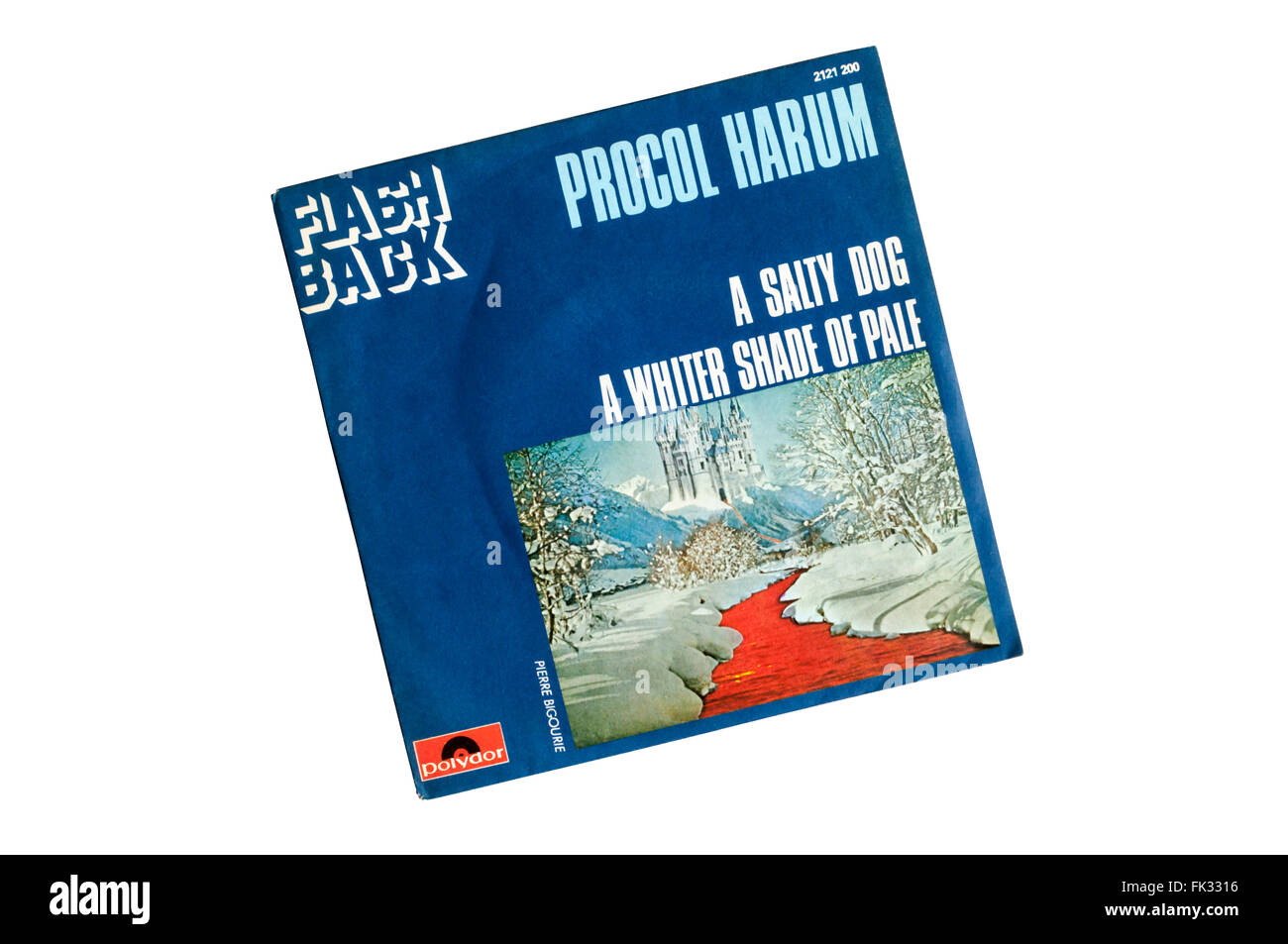 Ein weißer Farbton von blass war 1967 Debüt-single von englischen Rockband Procol Harum. Das Foto zeigt 1972 Polydor Flash Back Version Stockfoto
