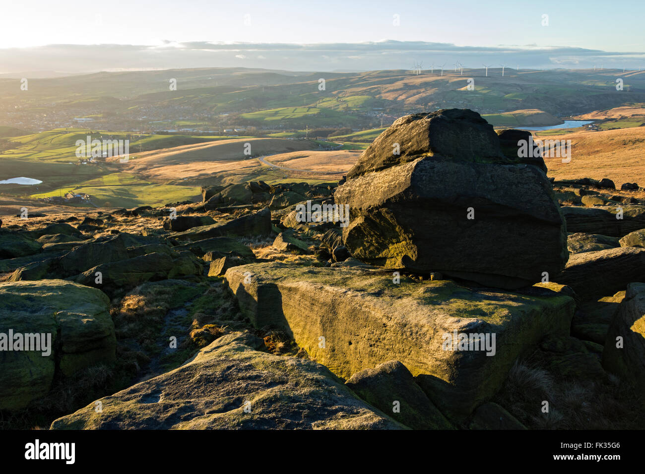 Felsen auf dem Gipfel des Blackstone Rand, in der Nähe von Littleborough, größere Manchester, UK Stockfoto