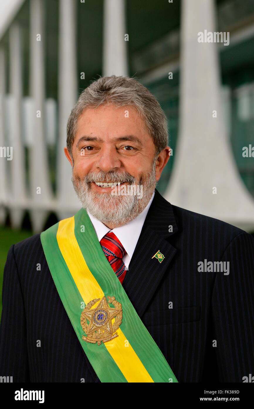 Brasilianische Präsident Luiz Ignacio Lula da Silva offizielle Porträt 5. Januar 2007 in Brasilia, Brasilien. Stockfoto