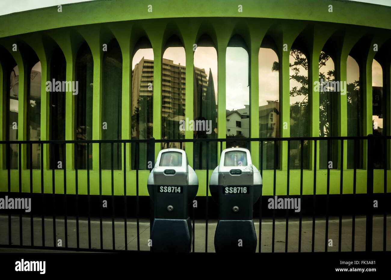 Sunset Blvd, Sunset Strip, Parkuhren Stockfoto