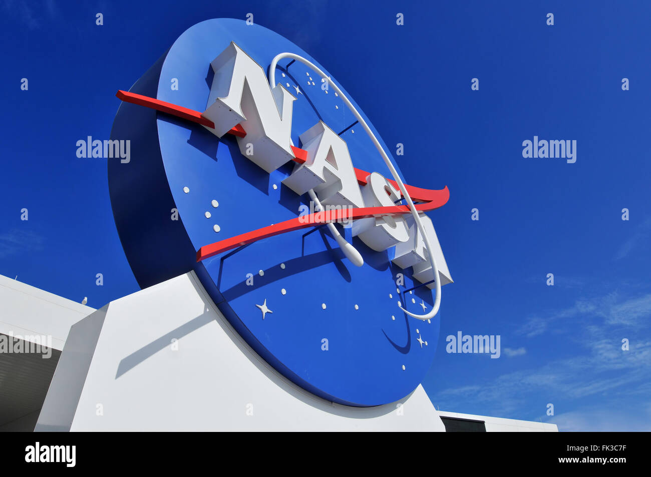 CAPE CANAVERAL, FL - 2 Januar: die NASA-Logo Signage am Kennedy Space Center, NASA in Florida am 28. Dezember 2010. Stockfoto