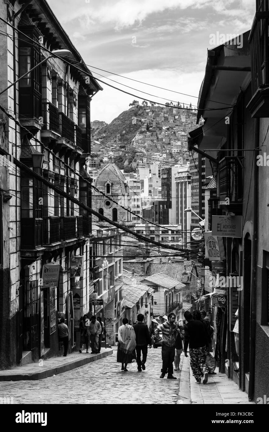 Straße La Paz, Bolivien Stockfoto