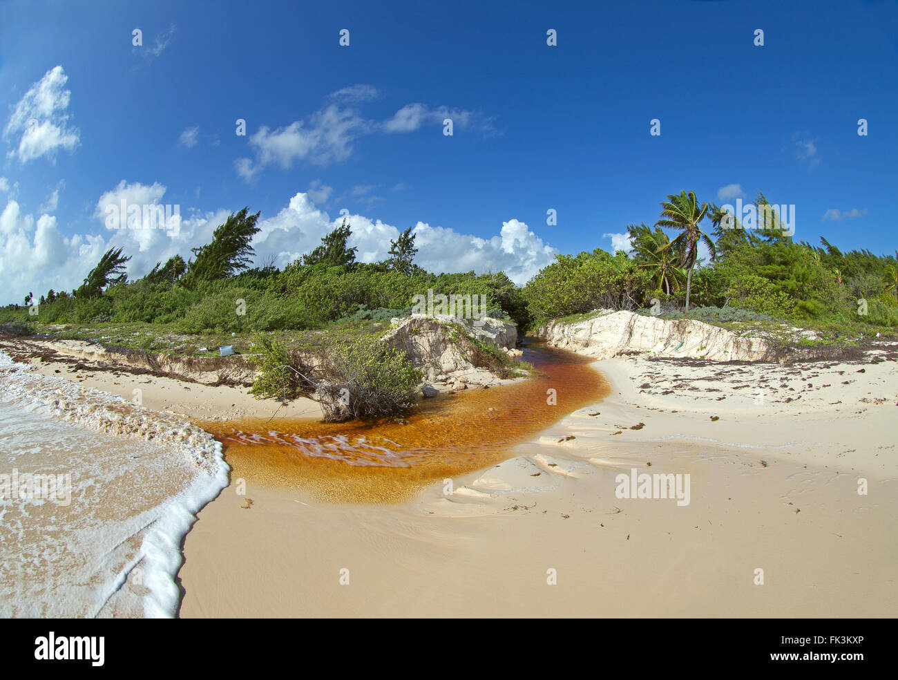 Verschmutzter Strand Stockfoto