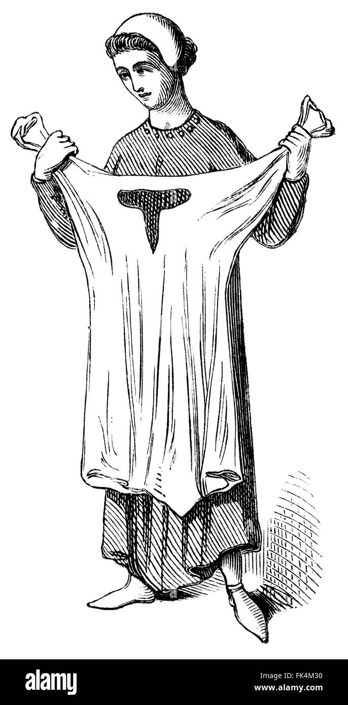 Damen Kostüm, Zeit von Edward I [13] von Vintage Holzschnitt Stockfoto