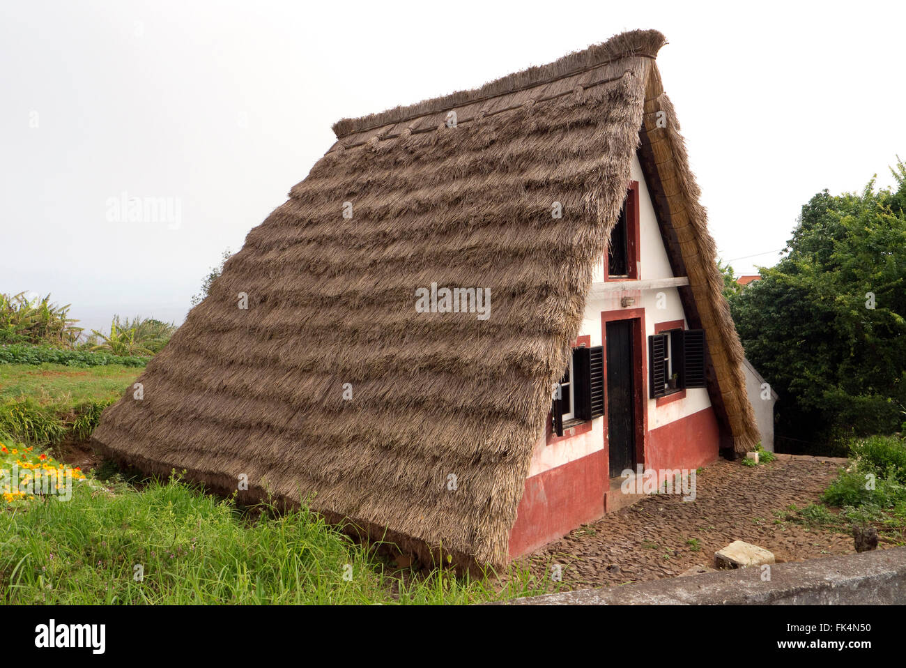 Traditionelles Haus in Santana Madeira Stockfoto