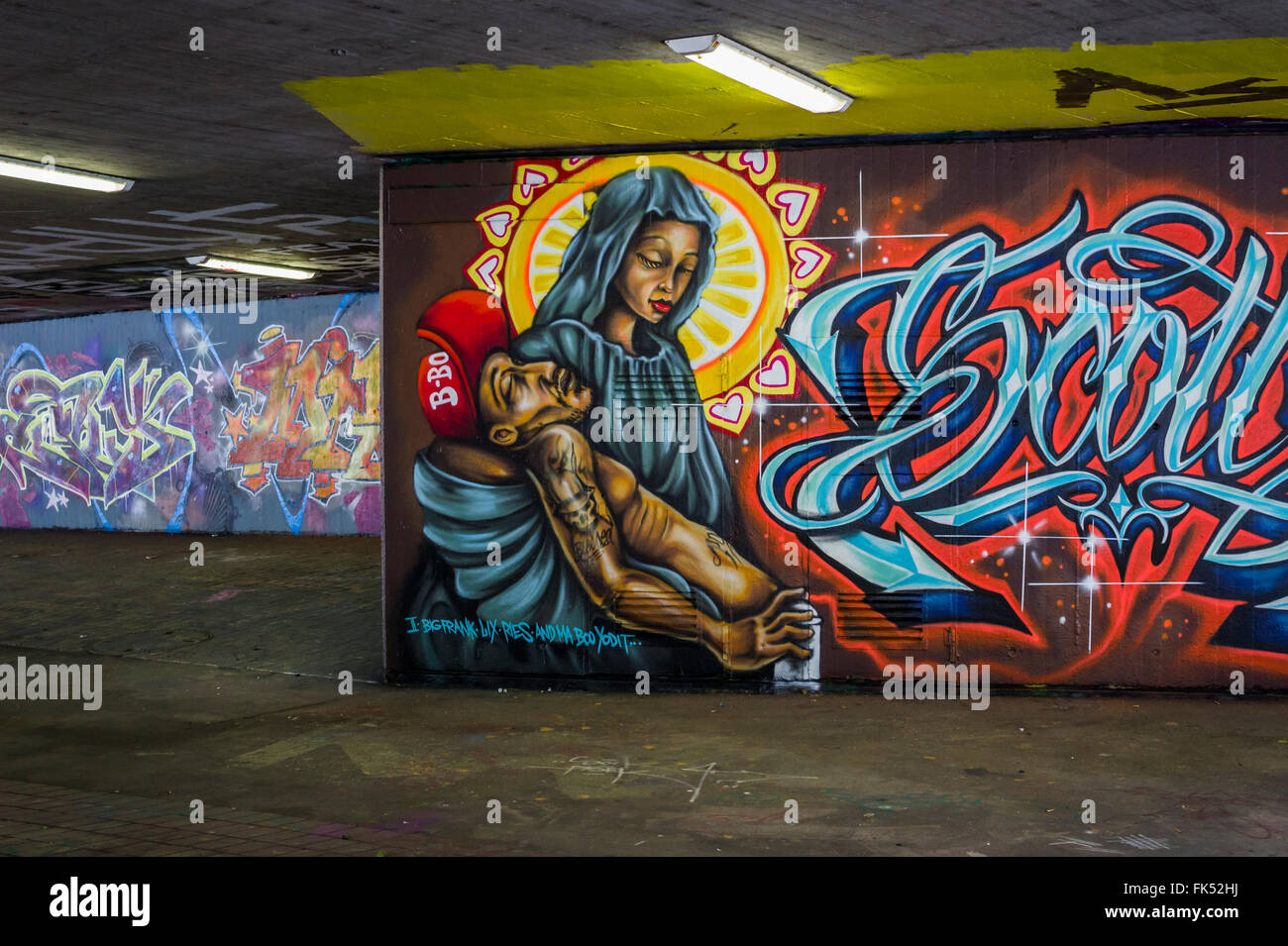 Graffito Gangster-pietà Stockfoto