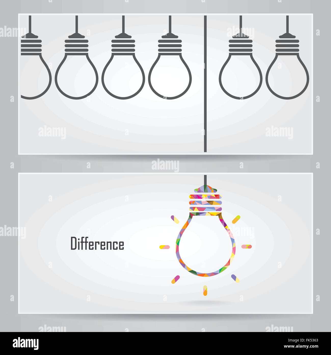 Kreative Glühbirne Idee Konzept Banner Hintergrund. Verschiedene Banner-Konzept. Vektor-illustration Stock Vektor