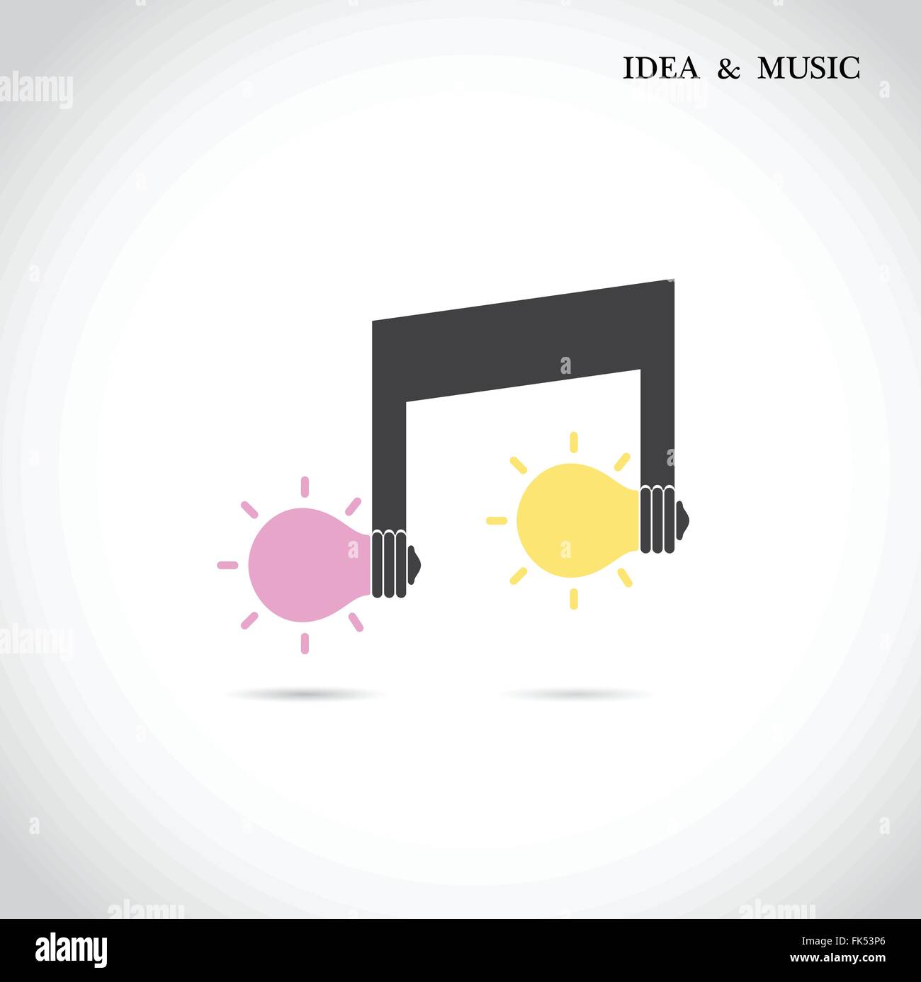 Kreative Musik Hinweis Schild und Glühbirne Symbol. Idee und musikalischen Symbol. Vektor-illustration Stock Vektor