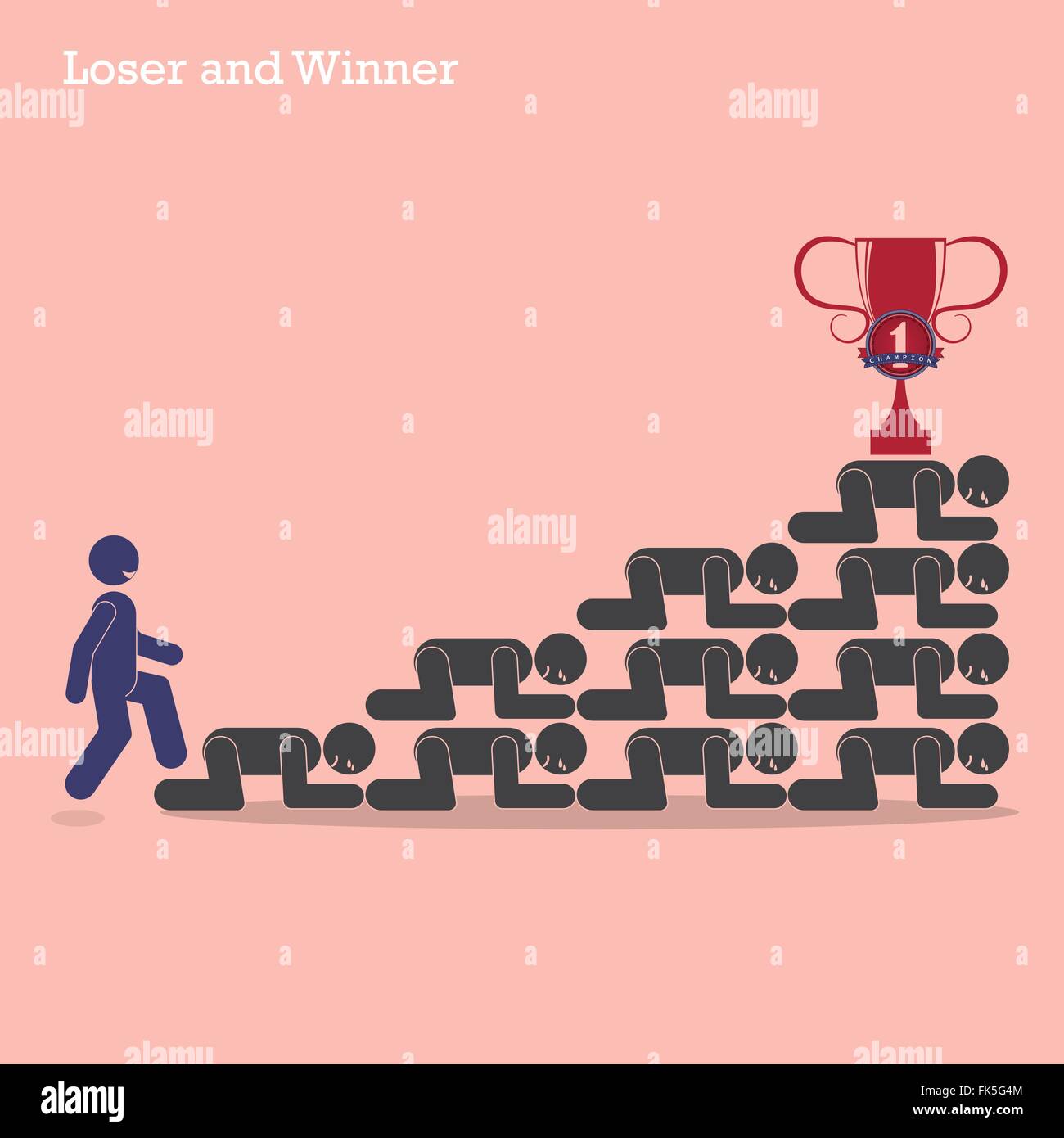Gewinner Fuß über Treppen der Verlierer-Konzept. Konzept, Business-Idee. Vektor-illustration Stock Vektor