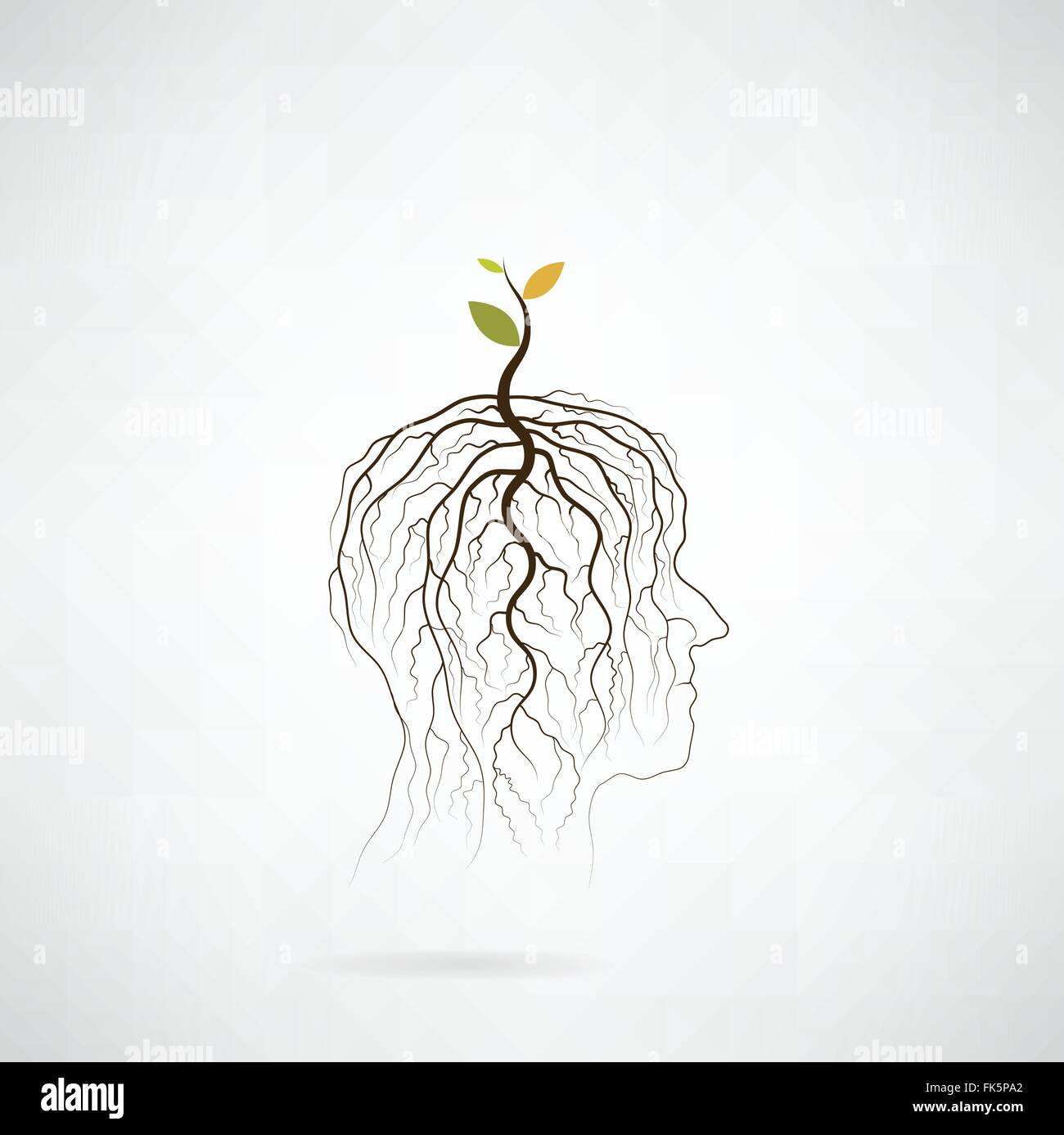 Denke, grüne Konzept. Baum der grüne Idee Shooting wachsen am menschlichen Kopf Symbol. Geschäfts- und grüne industrielle Idee. Vektor-illustration Stock Vektor