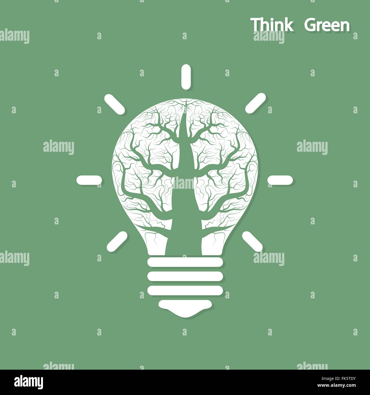 Grün und Initiative Konzept. Baum der grüne Idee Shooting wachsen in einer Glühbirne. Vektor-illustration Stock Vektor