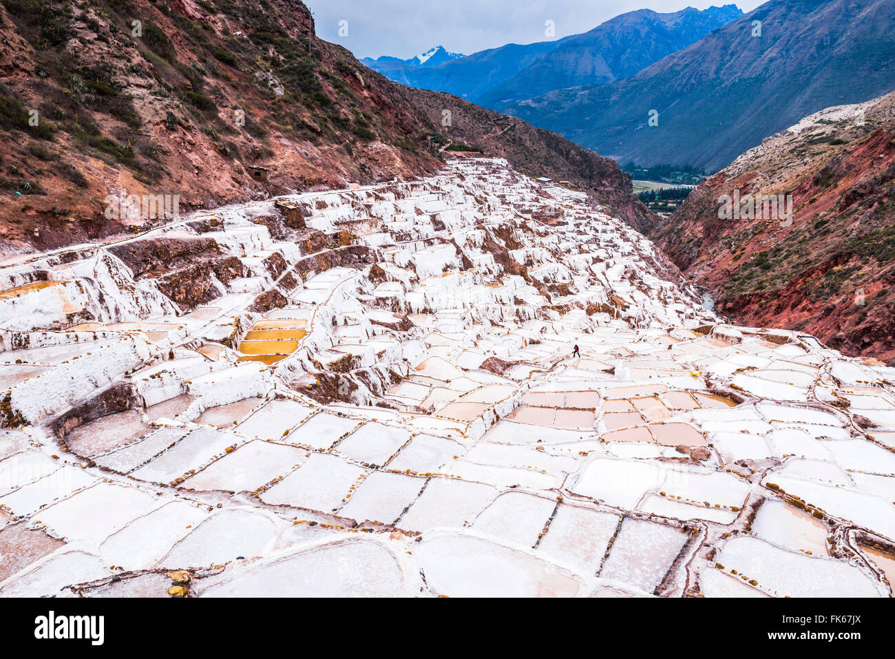 Salinen (Salinas de Maras), Maras, in der Nähe von Cusco (Cuzco), Peru, Südamerika Stockfoto