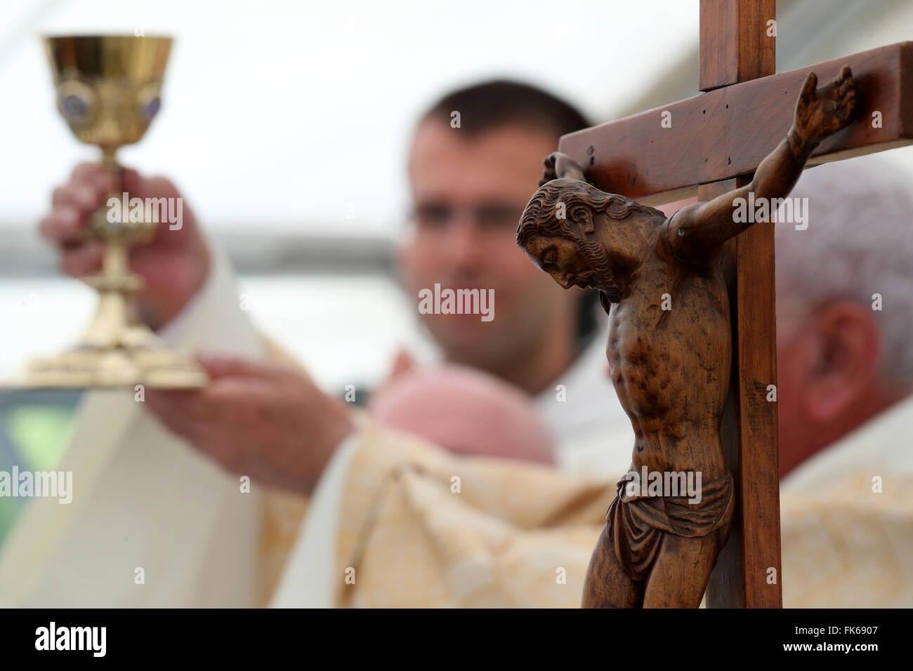 Kloster der Heimsuchung, katholische Messe, Eucharistie, Thonon-Les-Bains, Haute-Savoie, Frankreich, Europa Stockfoto
