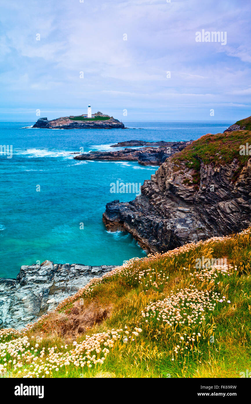 Leuchtturm von Godrevy, Cornwall, England, Vereinigtes Königreich, Europa Stockfoto