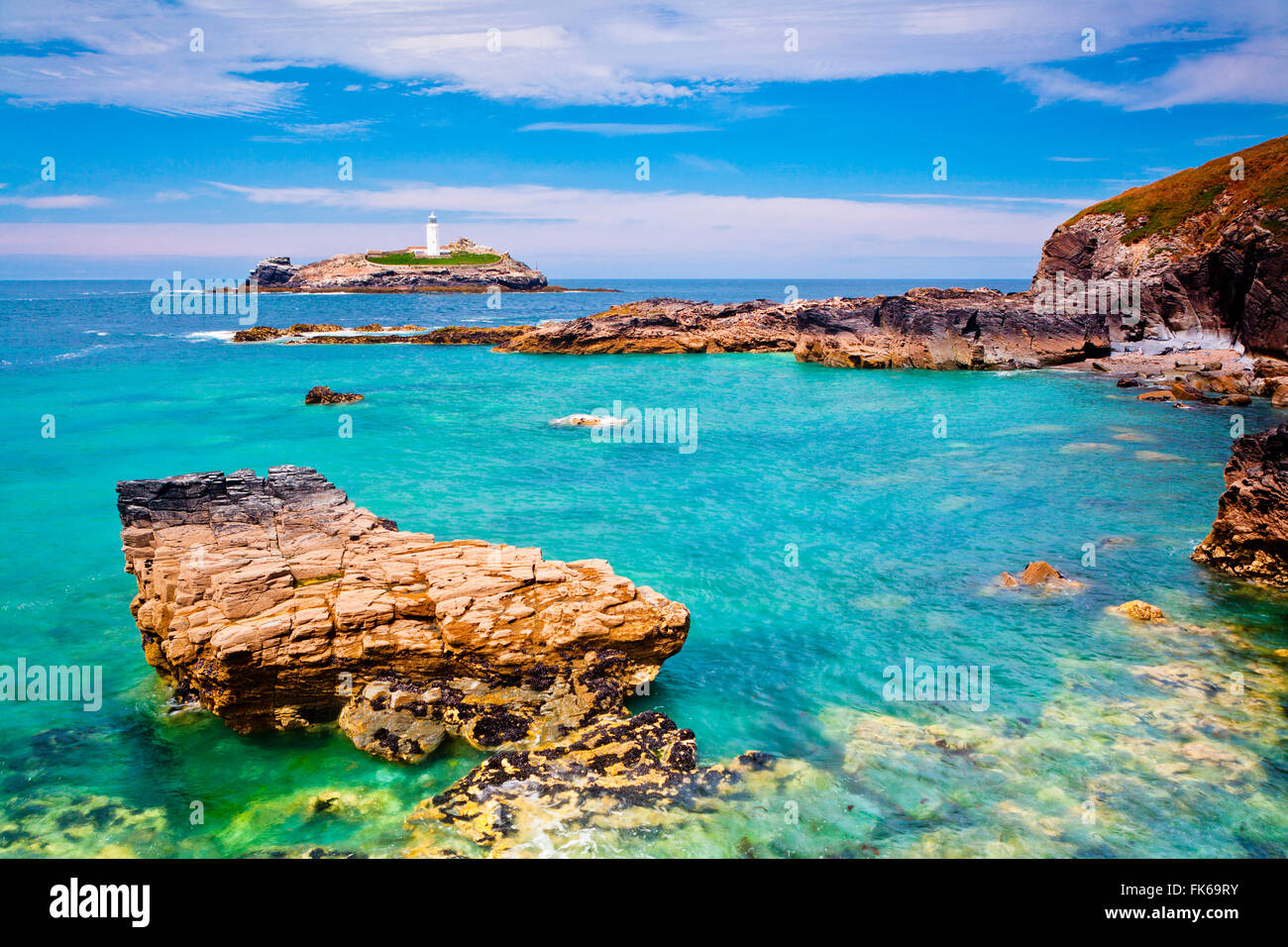 Leuchtturm von Godrevy, Cornwall, England, Vereinigtes Königreich, Europa Stockfoto