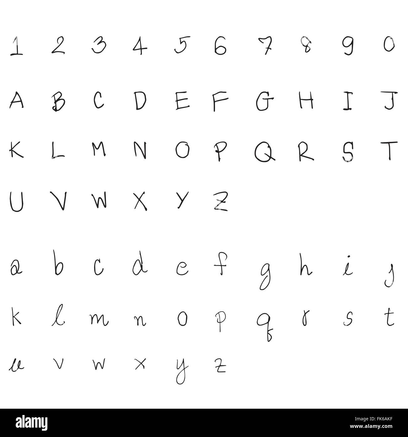 Skizze Alphabet wie von Hand gezeichnet. Vektor-illustration Stock Vektor