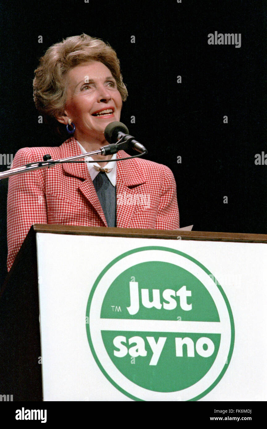 First Lady Nancy Reagan anlässlich eines nur sagen keine Rallye 13. Mai 1987 in Los Angeles, Kalifornien. Stockfoto
