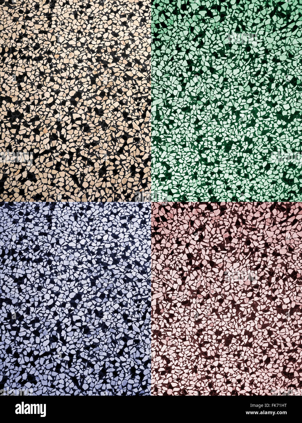Stein Mosaik Boden in vier verschiedenen natürlichen Farbschemata. Stockfoto