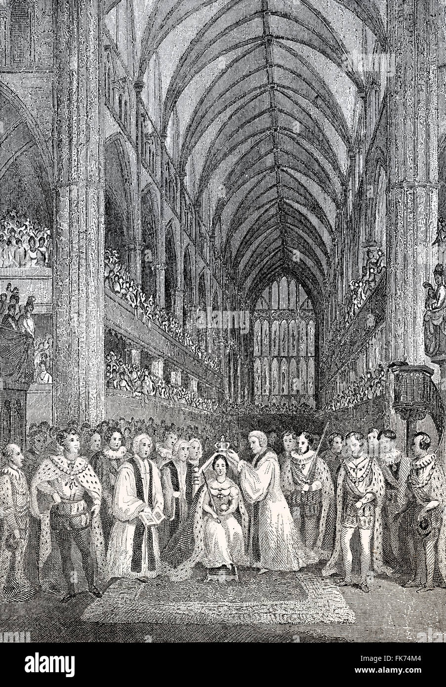 Die Krönung von Königin Victoria, 1838, Zeremonie in der Westminster Abbey, Victoria oder Alexandrina Victoria, 1819-1901, Königin der t Stockfoto