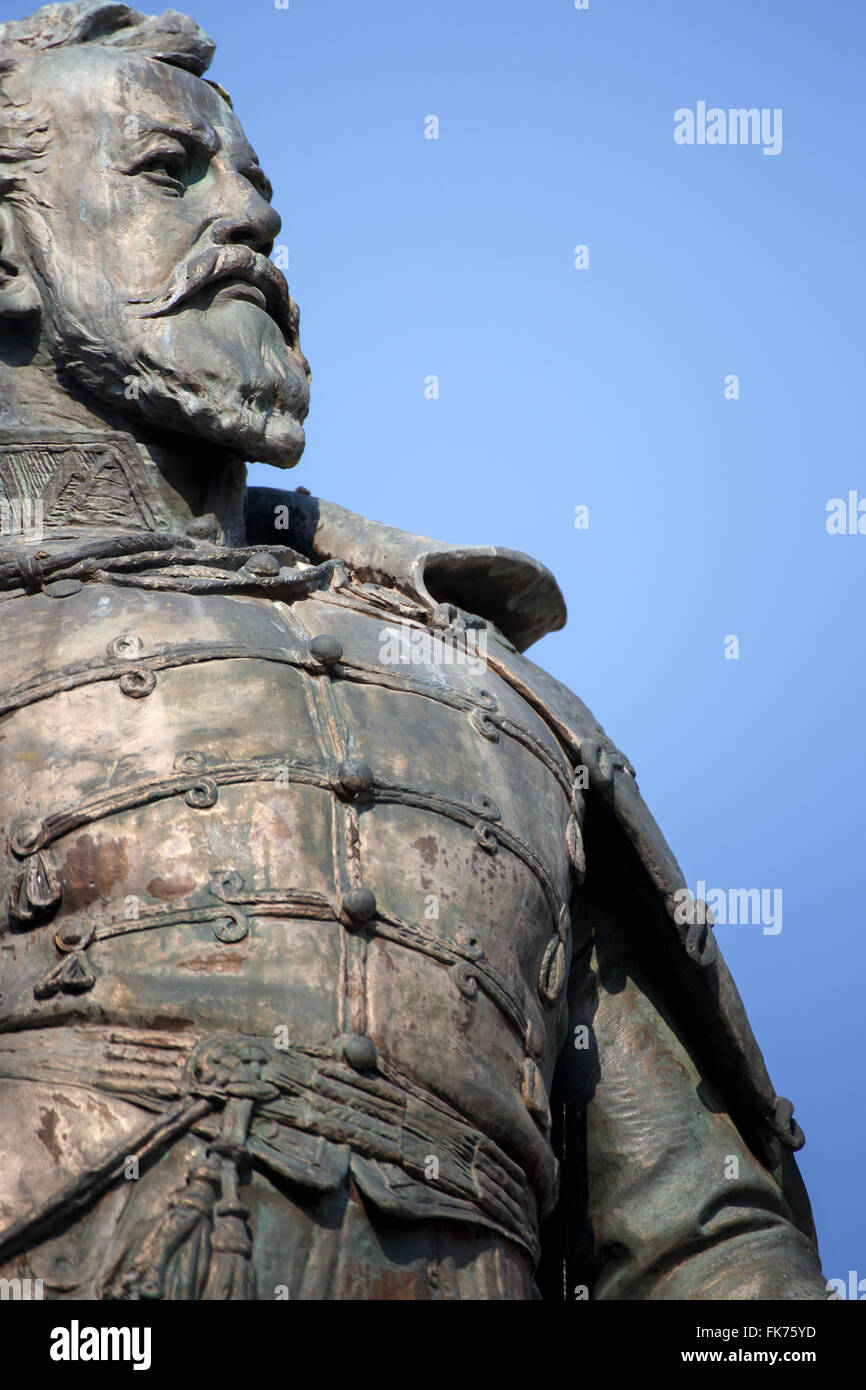 Statue des allgemeinen Klapka Closeup, ungarische Revolution und Krieg von Unabhängigkeit Stockfoto