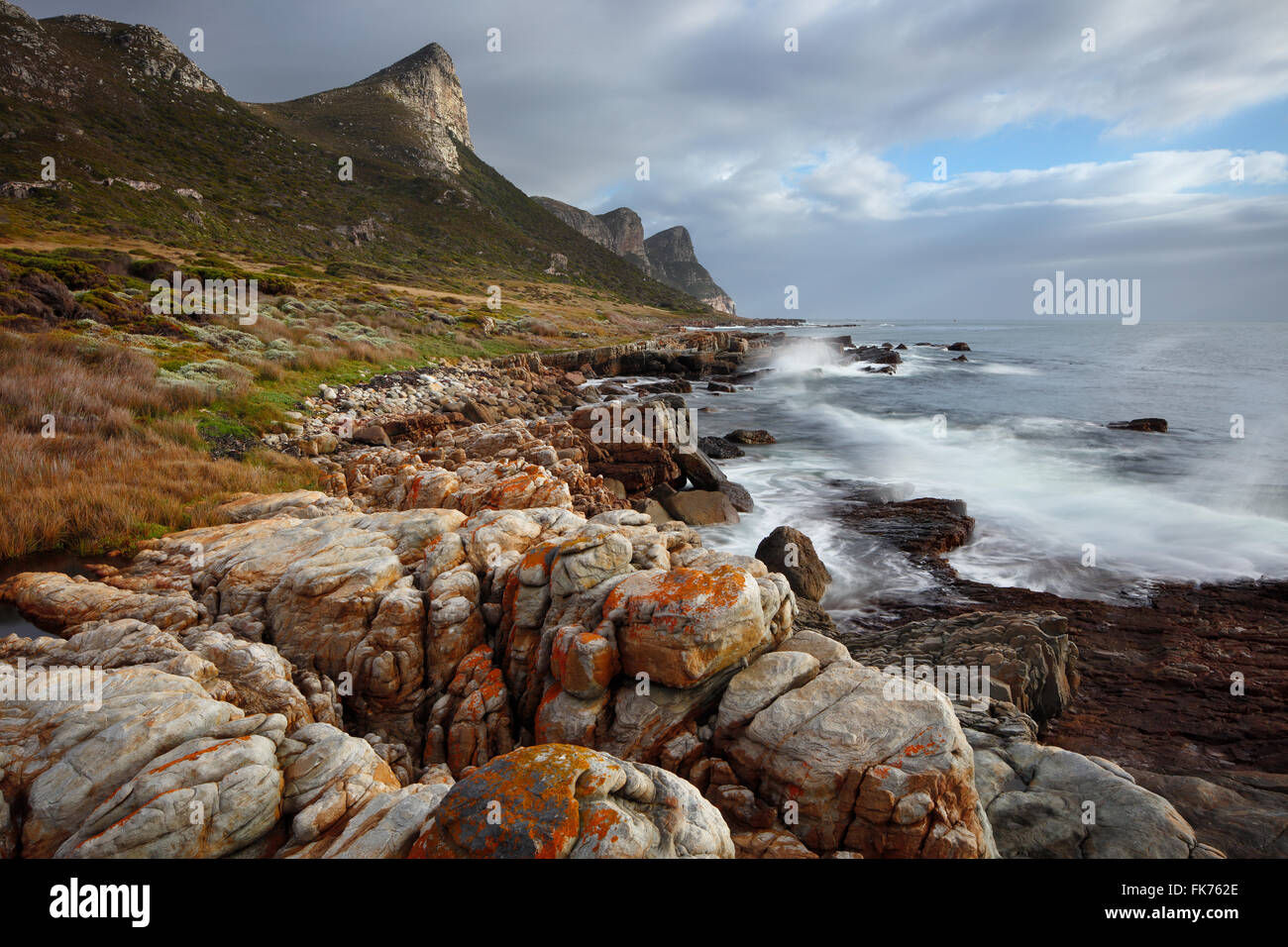 das Kap der guten Hoffnung am schwarzen Felsen, Cape Point, Südafrika Stockfoto