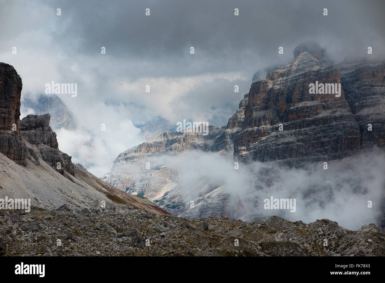 Forca Travenanzes, Zima de Fouzargo, Dolomiten, Provinz Belluno, Region Venetien, Italien Stockfoto