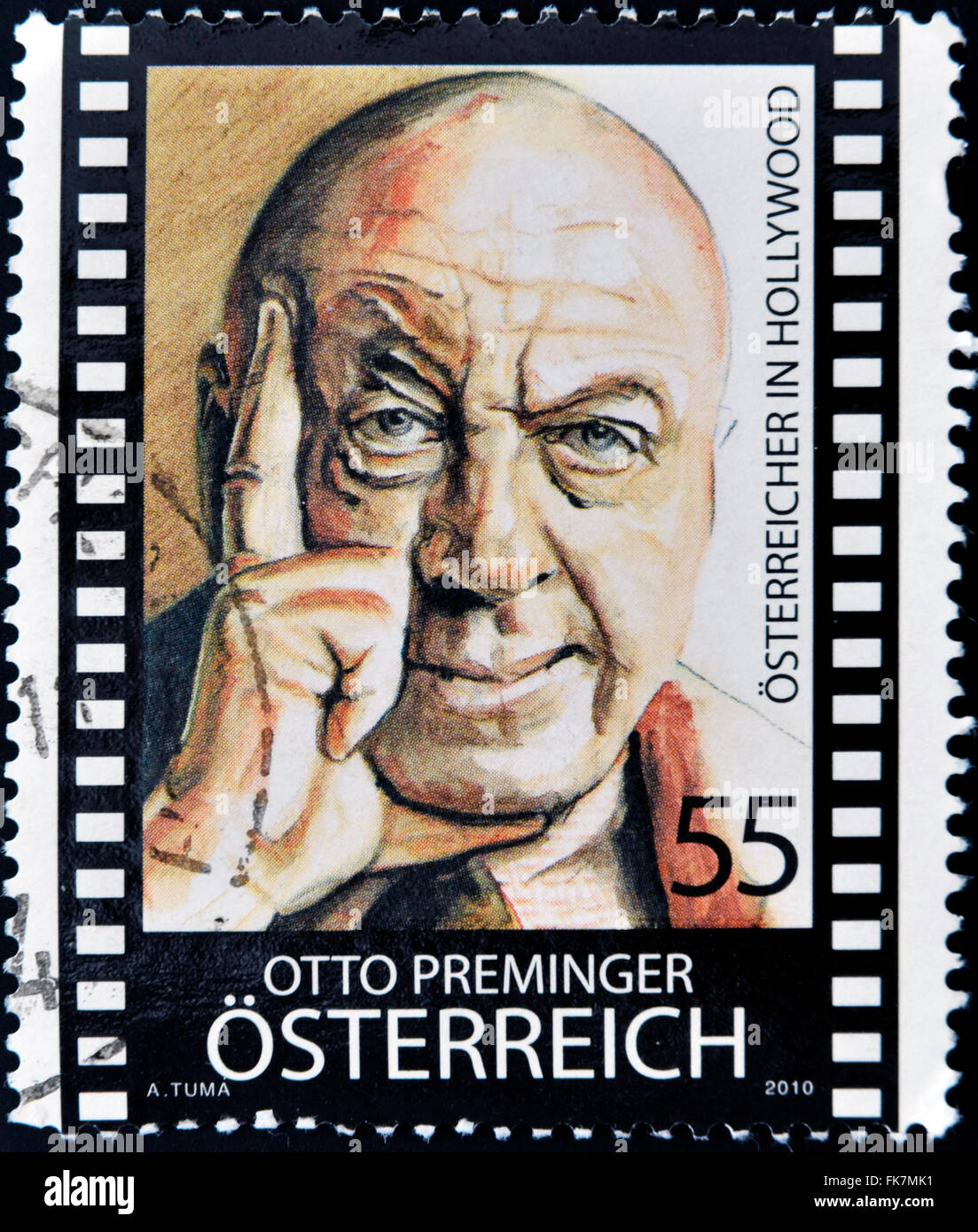 Österreich - ca. 2010: Briefmarke gedruckt in Österreich zeigt Otto Preminger, ca. 2010 Stockfoto