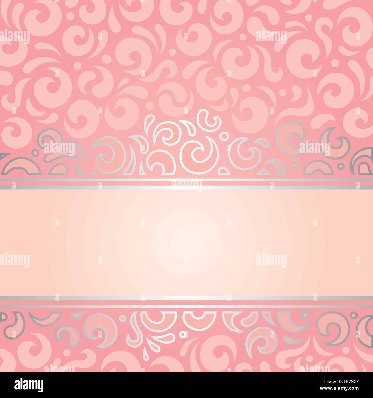 Retro-dekorative rosa & Silber Einladung Hintergrunddesign Vintage Tapete Stock Vektor