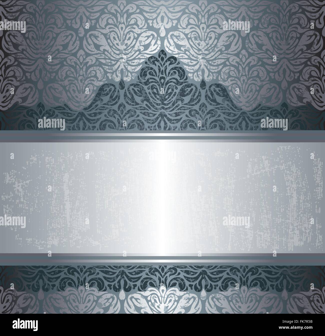 Dunkel Silber Luxus Muster Vintage Einladung Hintergrunddesign Stock Vektor