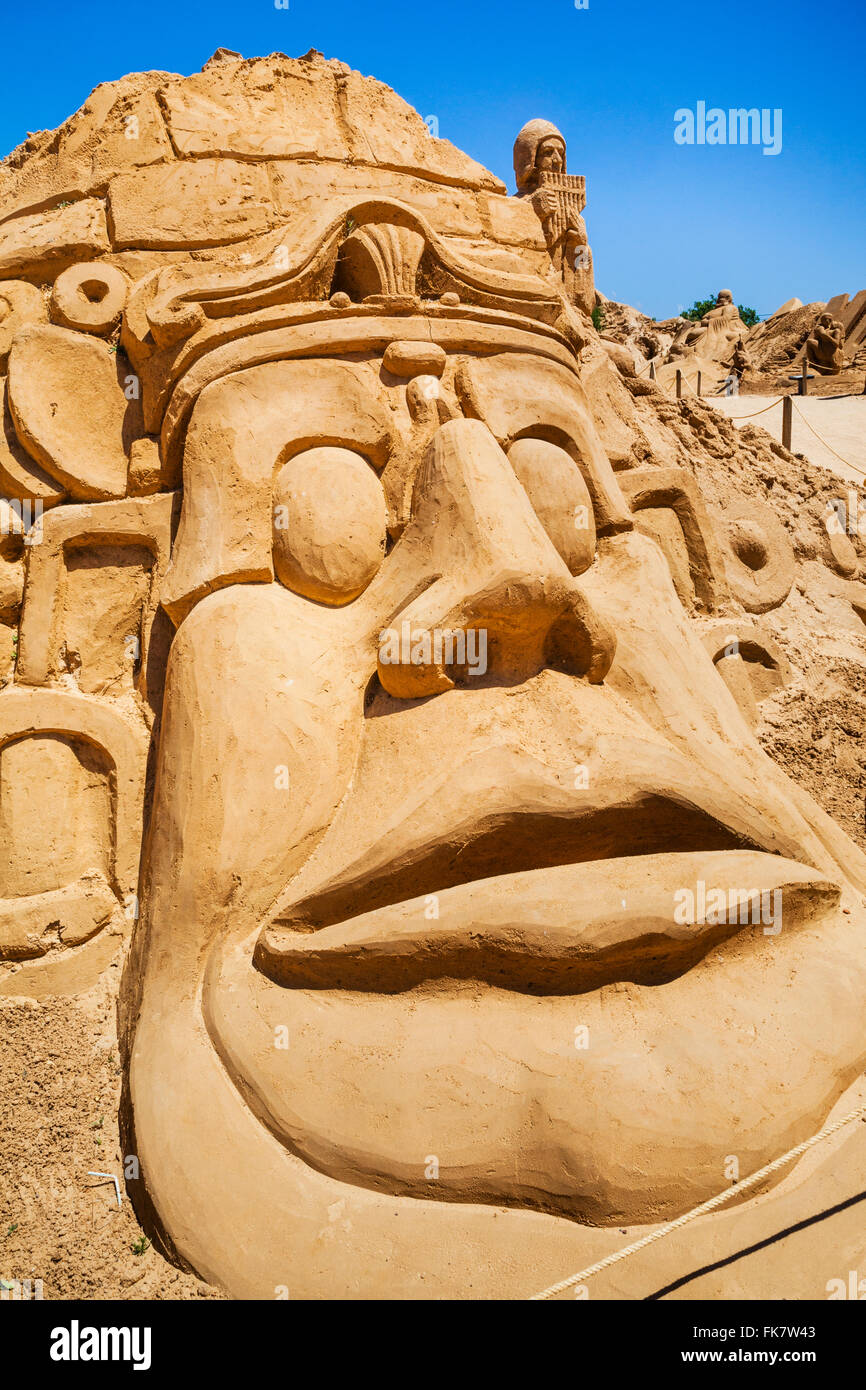Portugal, Algarve, Faro Distrikt, Skulpturen Pera, FIESA Filmfestival Sand, Sand mit dem 2013-Thema der Musik Stockfoto
