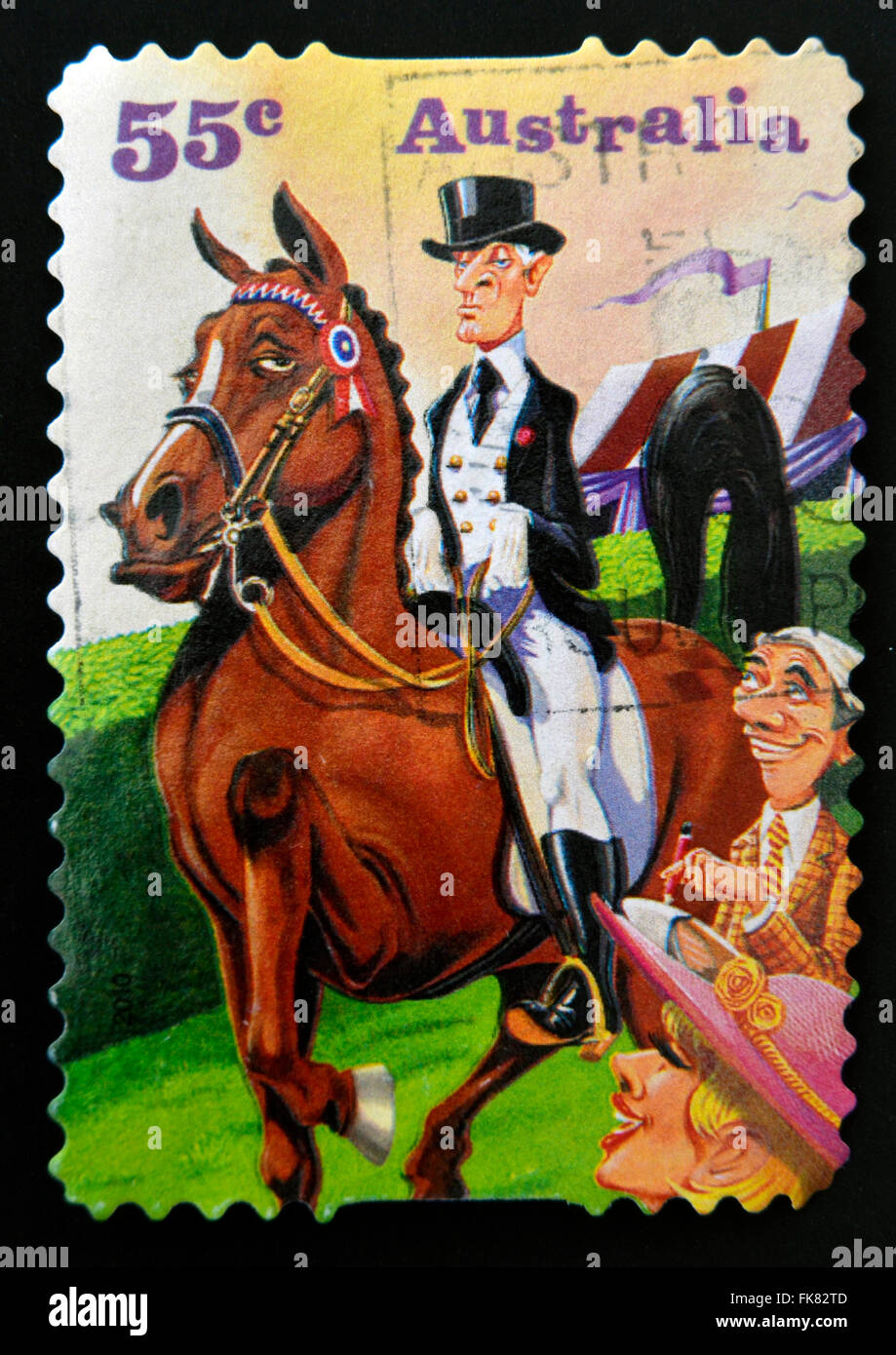 Australien - ca. 2010: Eine Briefmarke gedruckt in Australien zeigt eine Dressur, ca. 2010 Stockfoto